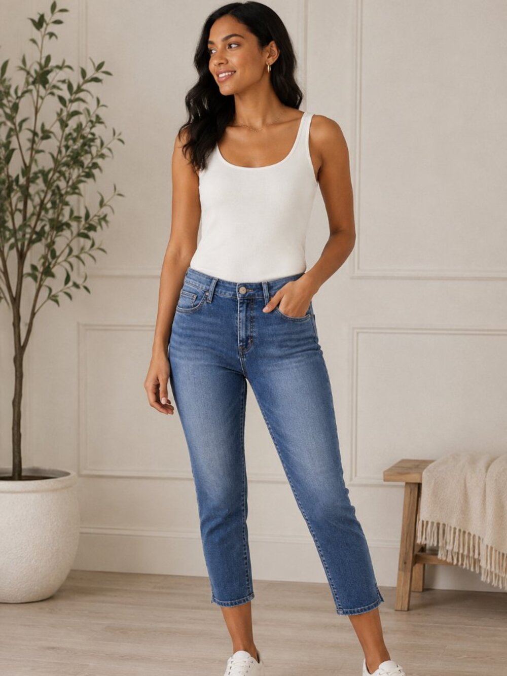 Calvin Klein Skinny Crop Jeans Women's 29/8 Blue Stretch Denim Mid Rise